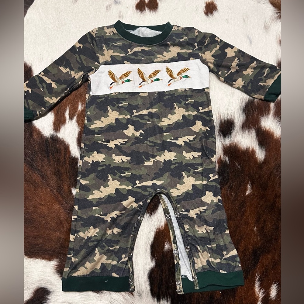 Honey Bean Boy Embroidery Romper